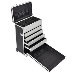 BLACK Rolling Makeup Case with Drawers